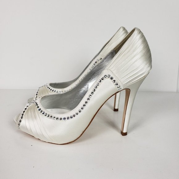 Bourne  Open-Toe Satin shoes Bridal Pump,Ivory, 38 - Picture 4 of 8